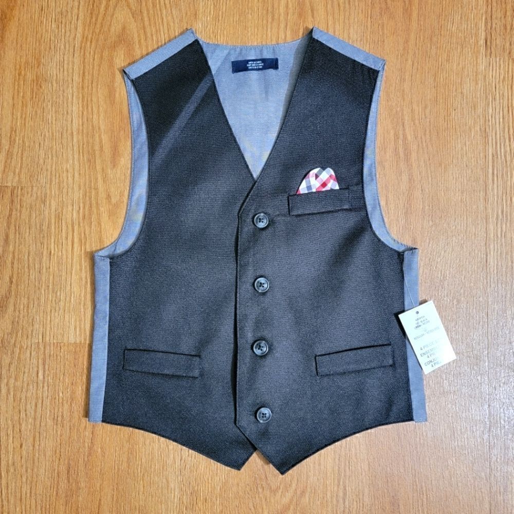 Nautica Dress Vest Boys Size 6 White Black Texturized Brand New With Tags